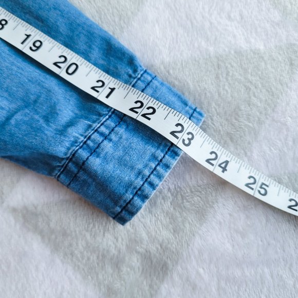 JAPNA Cotton Lightweight Classic Blue Shirt, Long Sleeve Casual Shirt, Size S - Picture 9 of 9